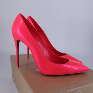 Christian Louboutin 38.5 Kate 100mm Neon Fluo Pink Classic Heels Pumps E765